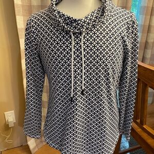 Talbots Navy and White Polka Dot Top/ lightweight pullover